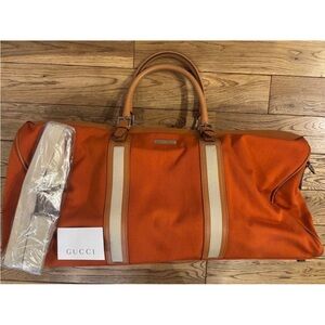Gucci Men's Orange and Tan Duffel Bag